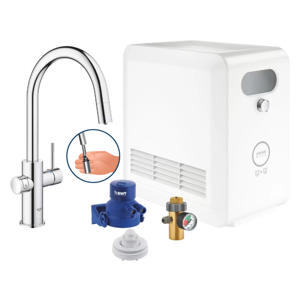 GROHE Blue professional - C-tut - Uttrekkbar - Krom