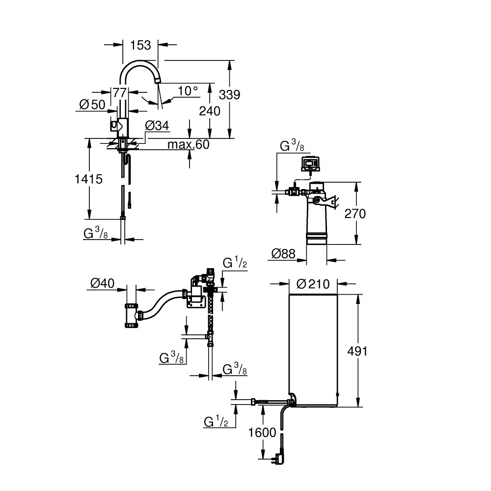 GROHE Red Mono - C-tut - Str. L - Krom