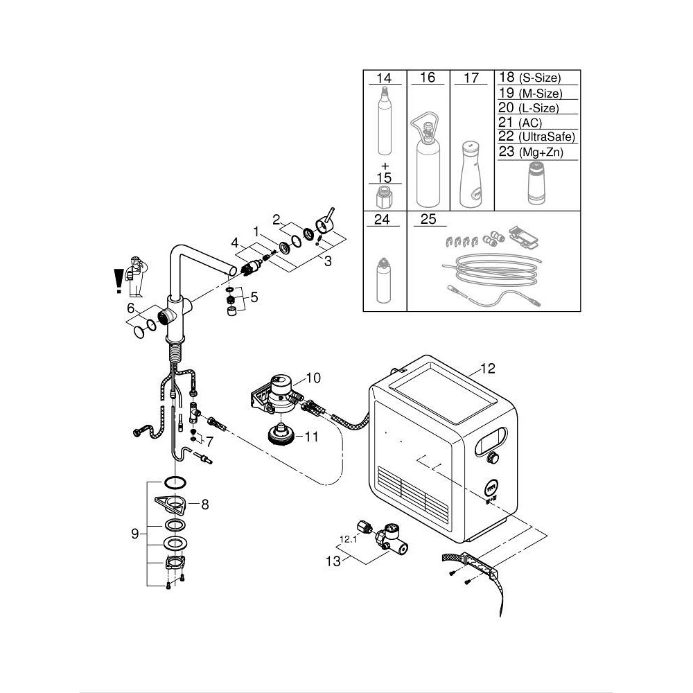 GROHE Blue Professional L-tud kit med udtræk - 148
