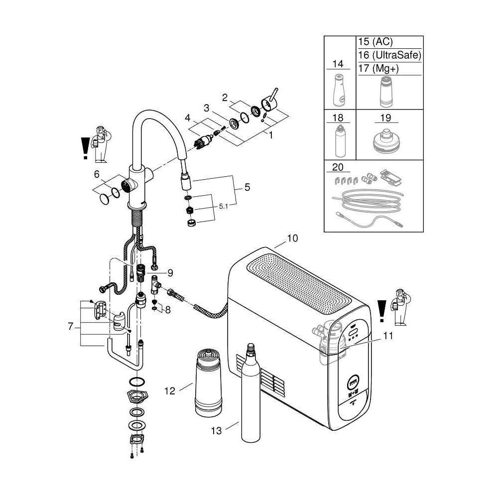 GROHE Blue Home - C-tut - Uttrekkbar - Krom Watertrade